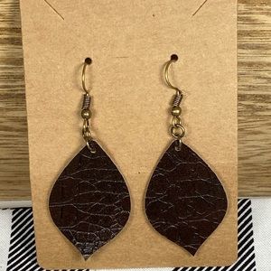 Brown faux leather earrings